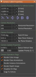 Sensor Properties Window