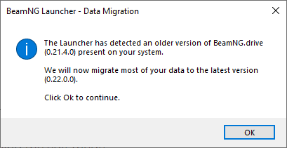 Launcher message when a new version is detected